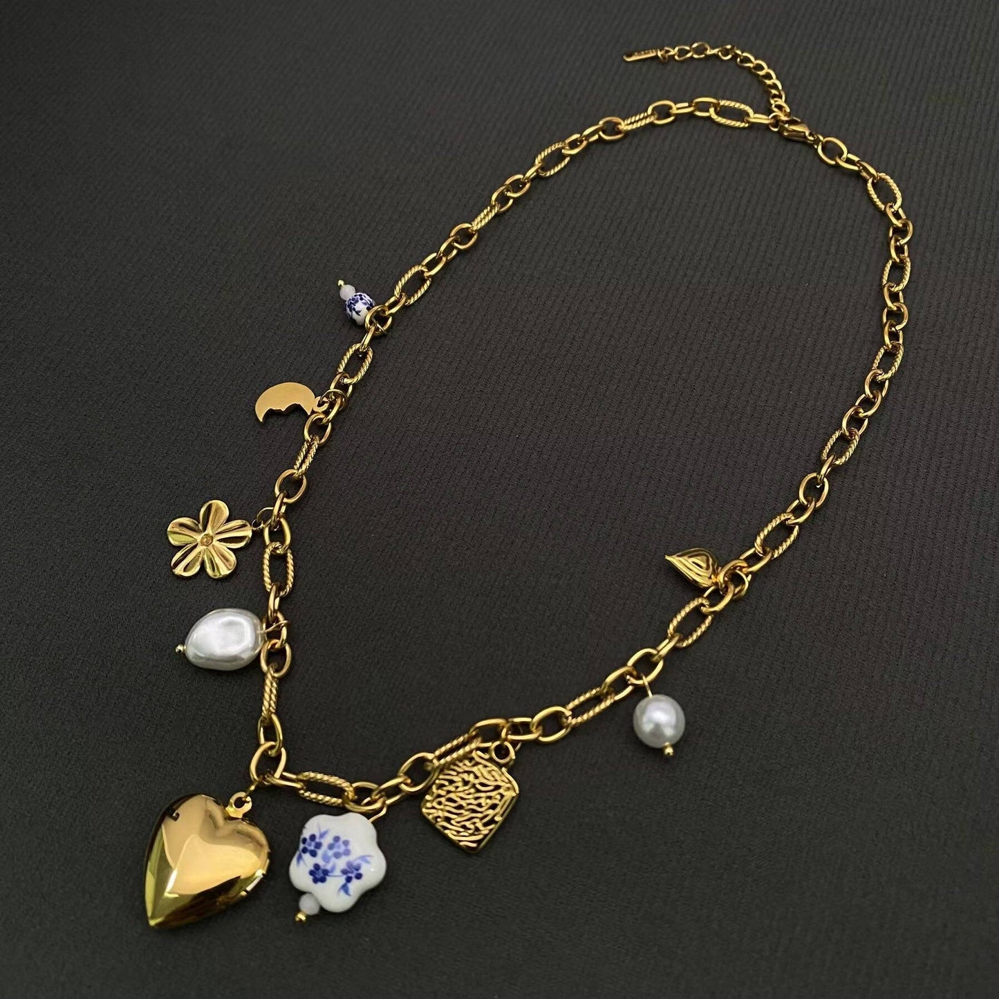 Heart Locket Charm Gold Plated Necklace