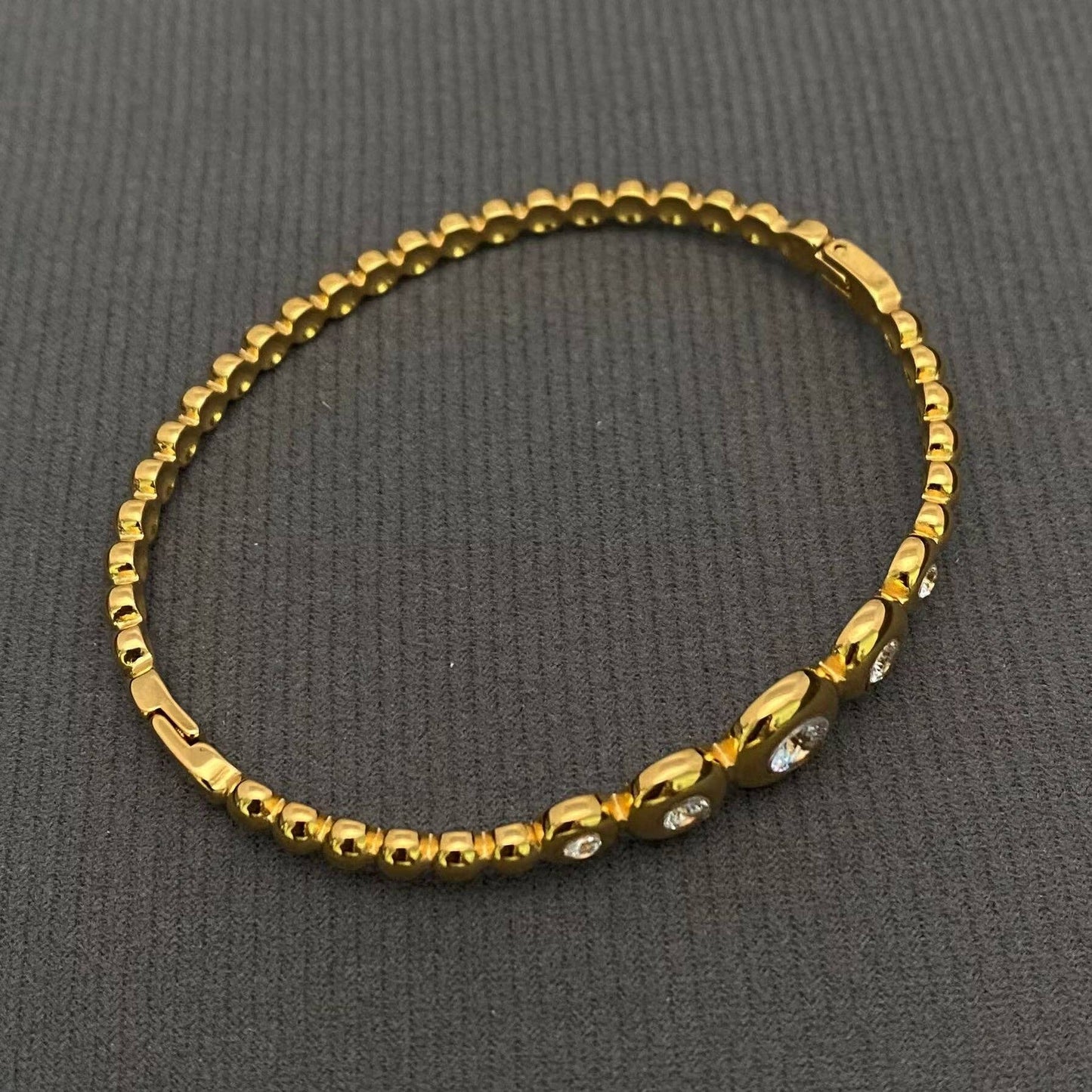 Inlay CZ 18K Gold Plated S.Steel Bangle