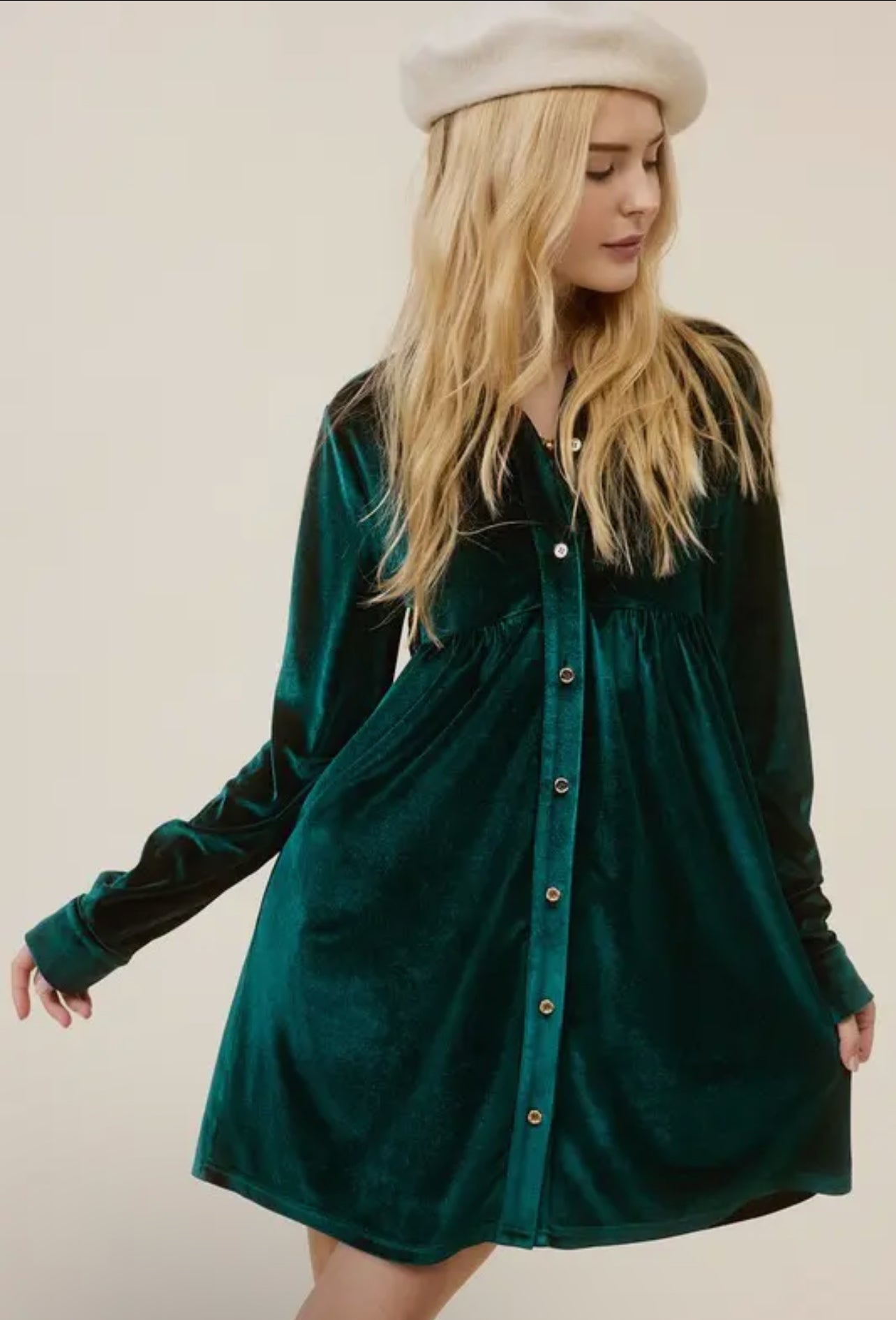 Button Down Velvet Mini Dress