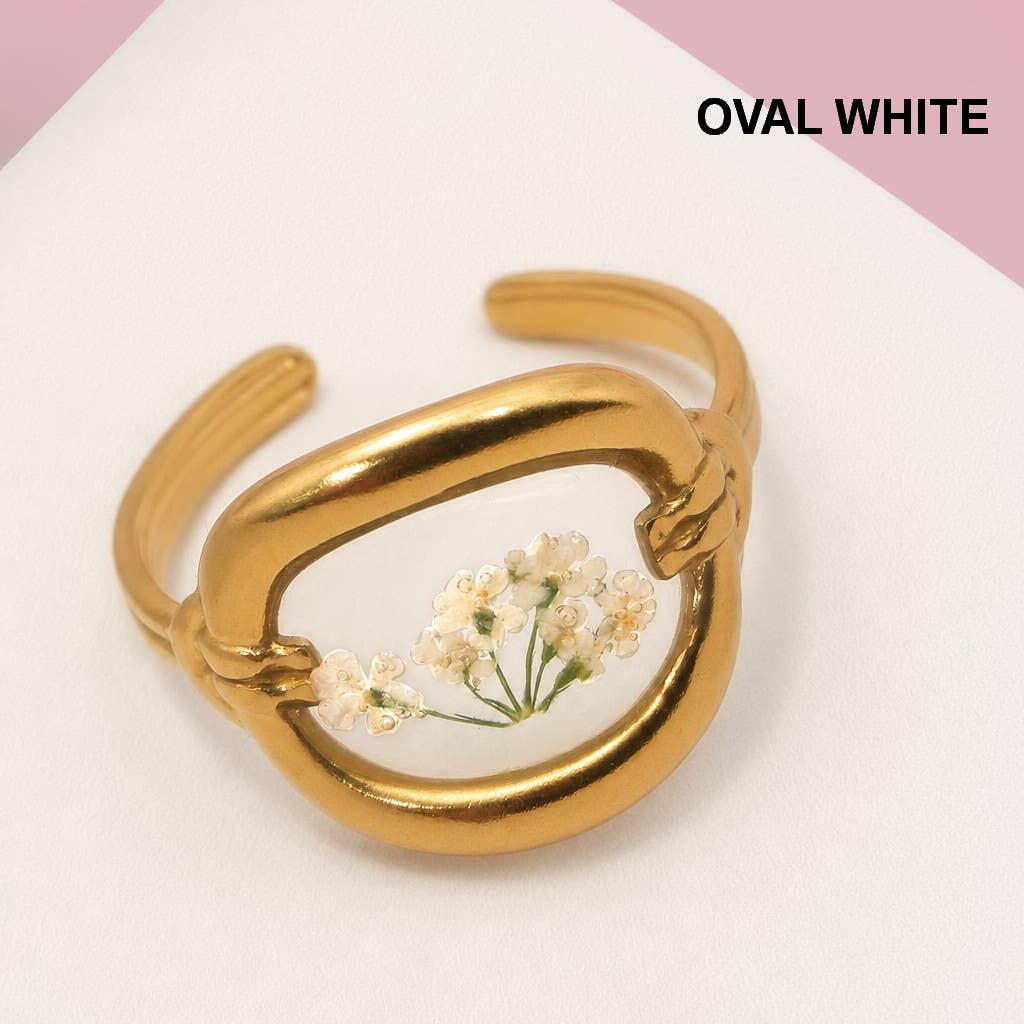 18K STAINLESS STEEL FLORAL RINGS