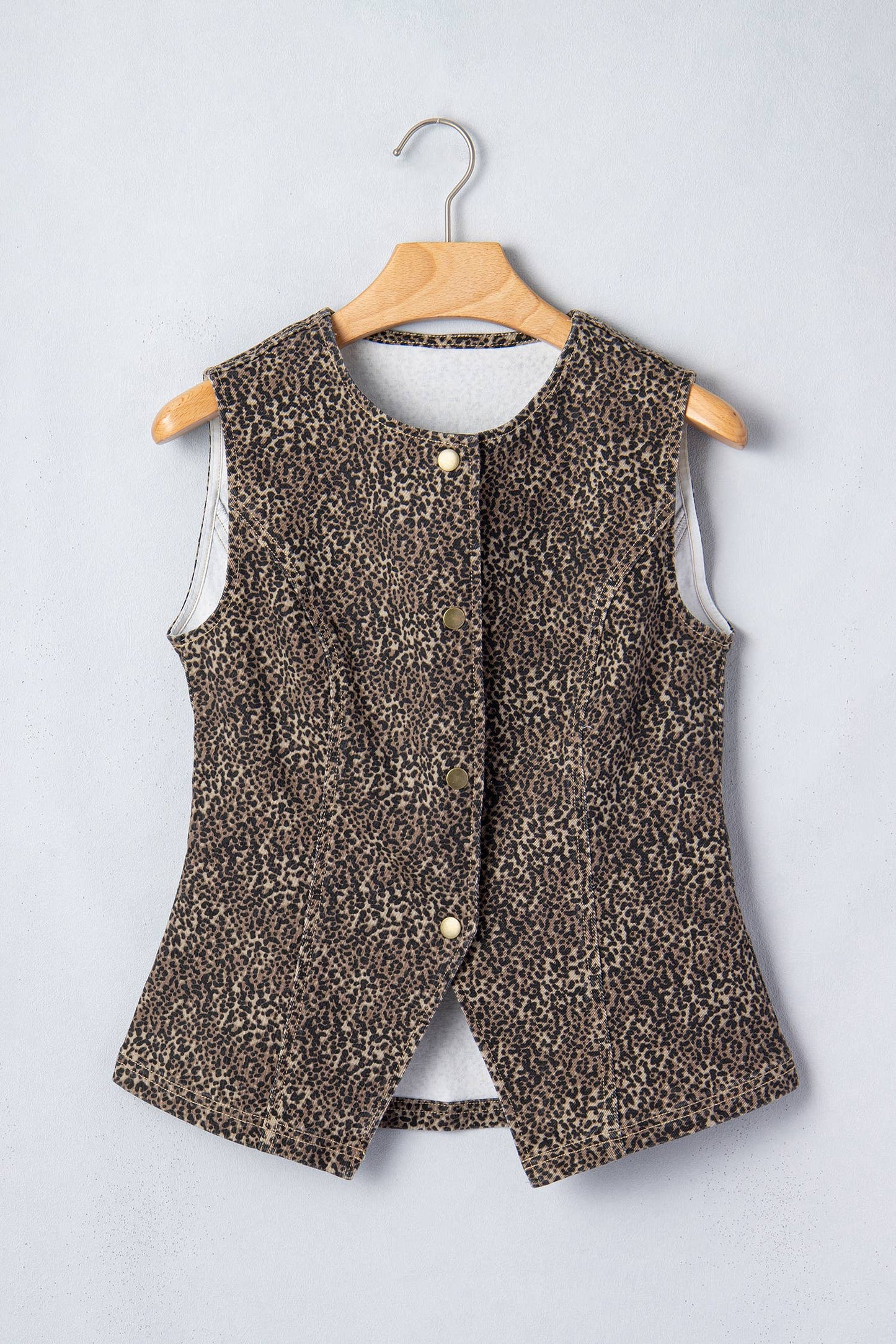 Western Leopard Print Denim Vest