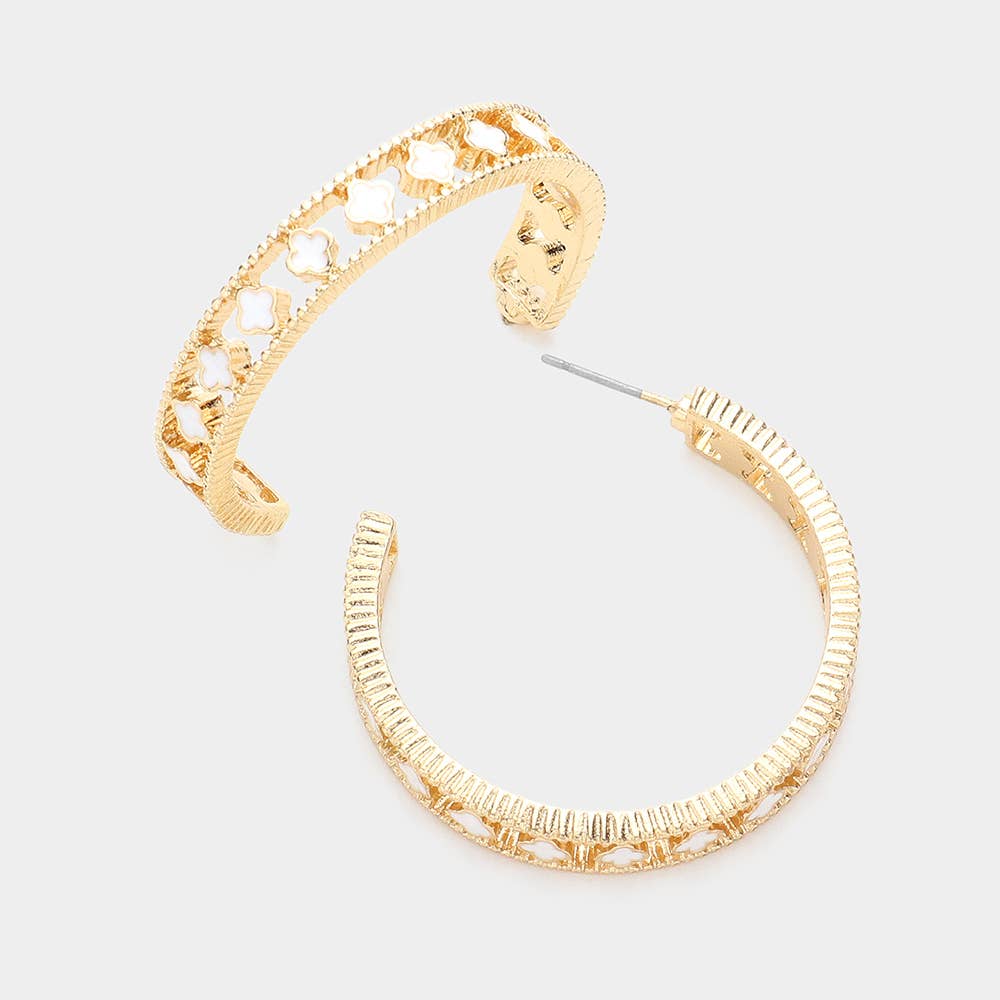 Quatrefoil Pointed Hoop Earrings