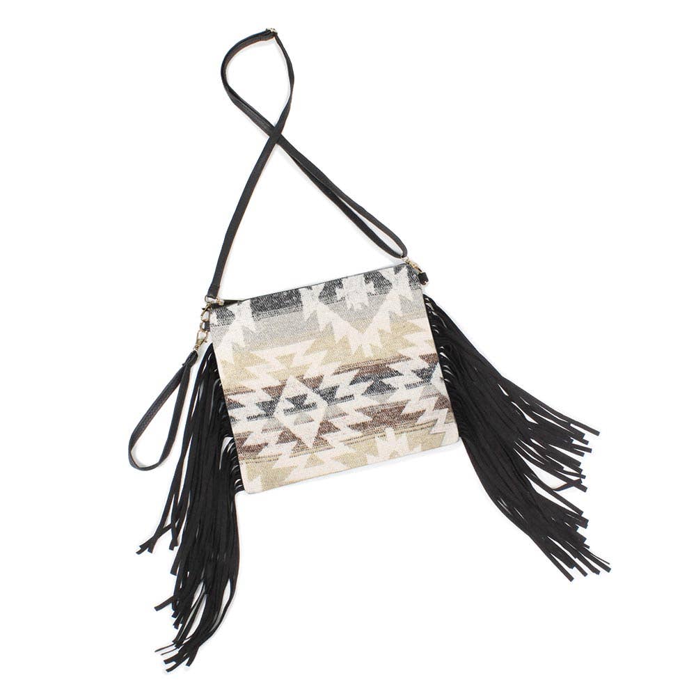 Western Pattern Tassel Crossbody / Clutch Bag