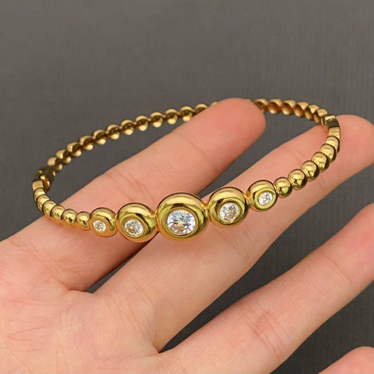 Inlay CZ 18K Gold Plated S.Steel Bangle