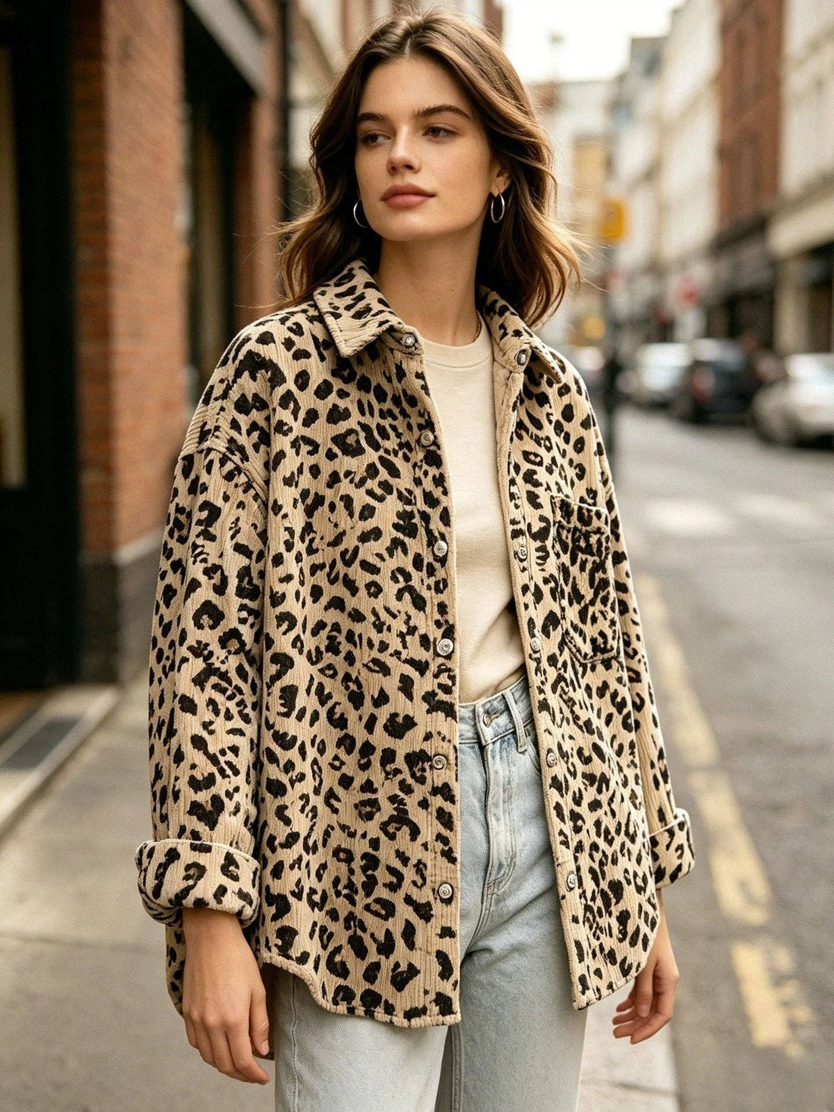 Leopard Print Button Down Oversized Shacket