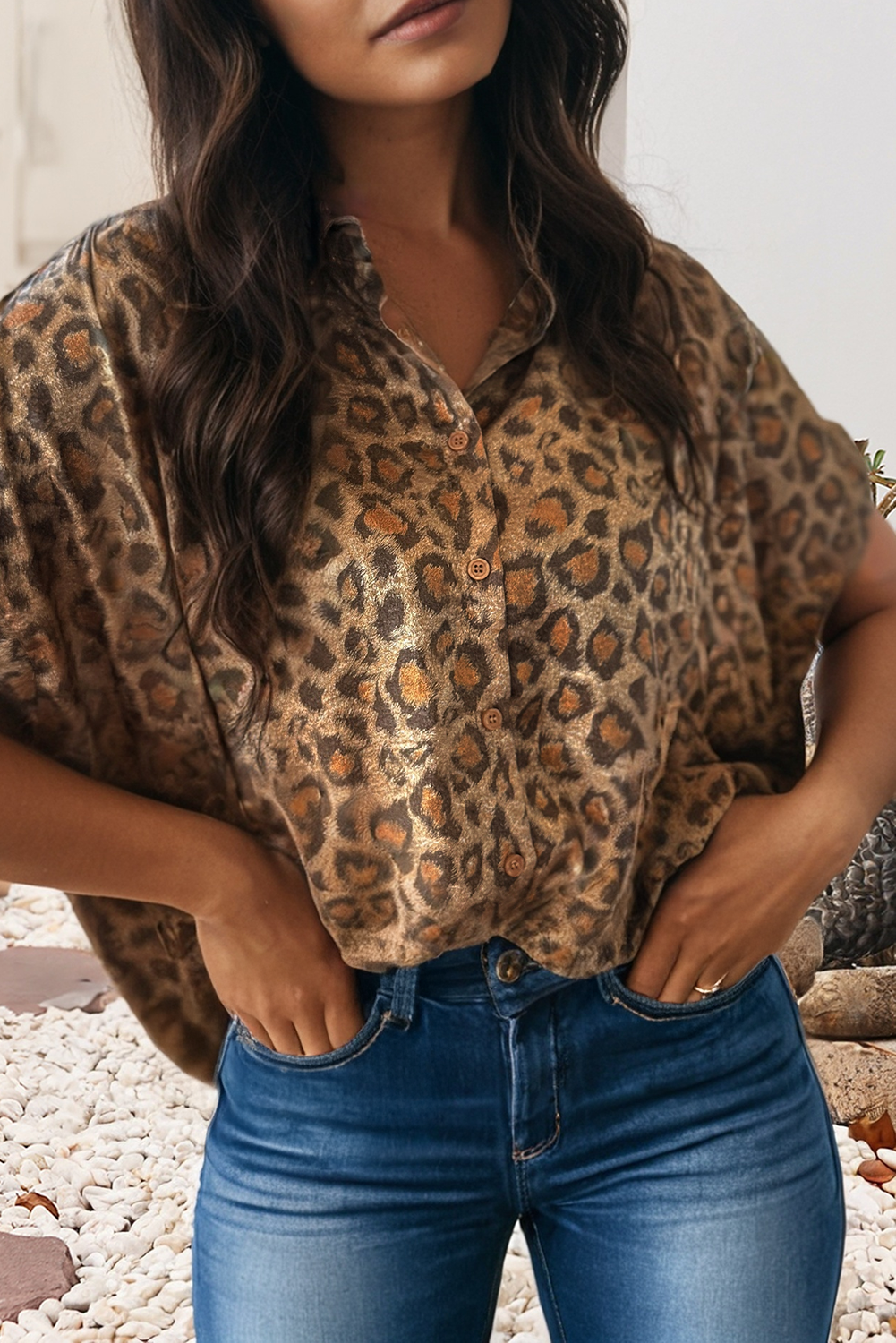 Gold Metallic Leopard Top
