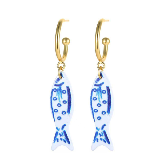 Harbor Blue Fish Dangle Earrings