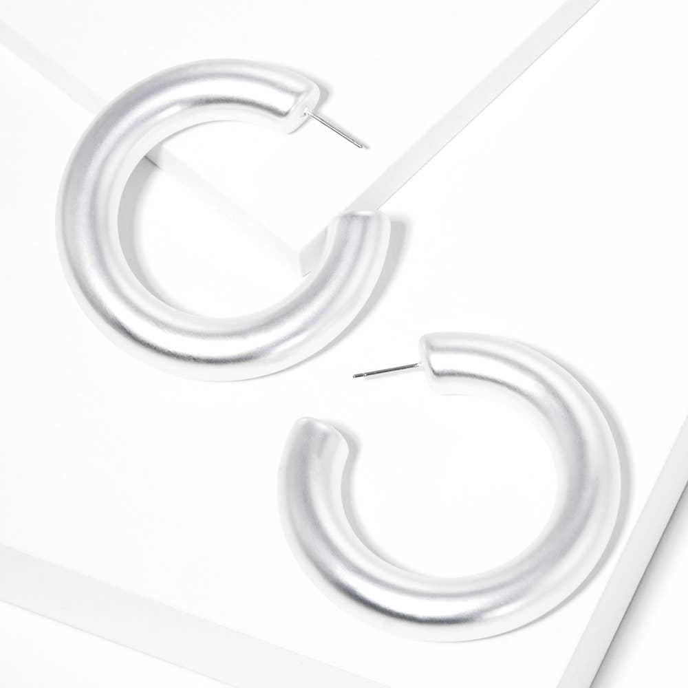 Thick Open Hoop Earrings - Gold