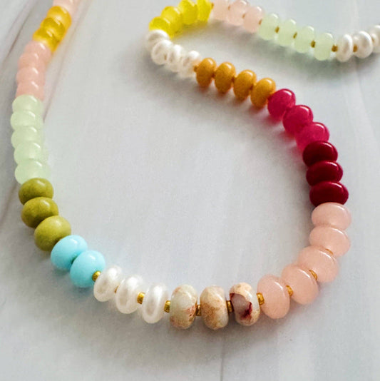 Color Garden Beaded Necklace – Natural Stone Beads Mix