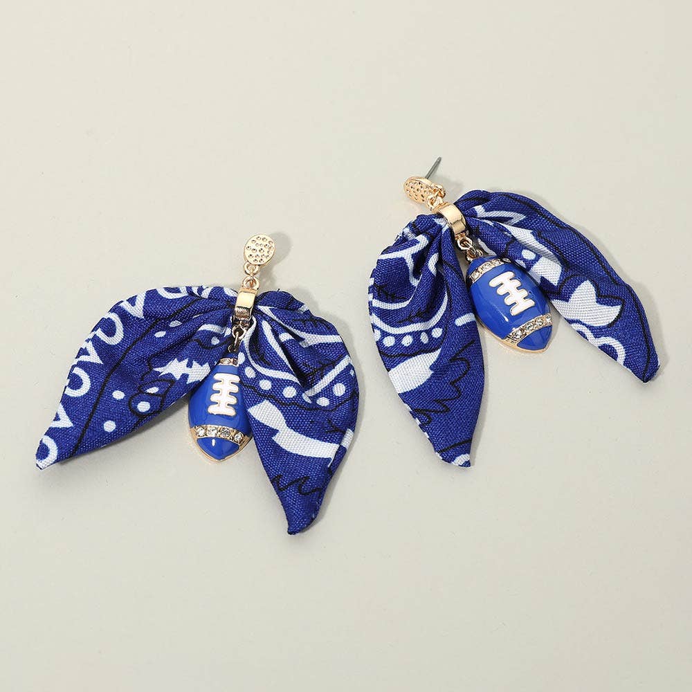 Football Bandana Bow Drop Earrings