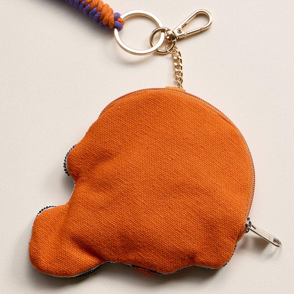 GAME DAY Helmet Sequin Beaded Keychain Pouch