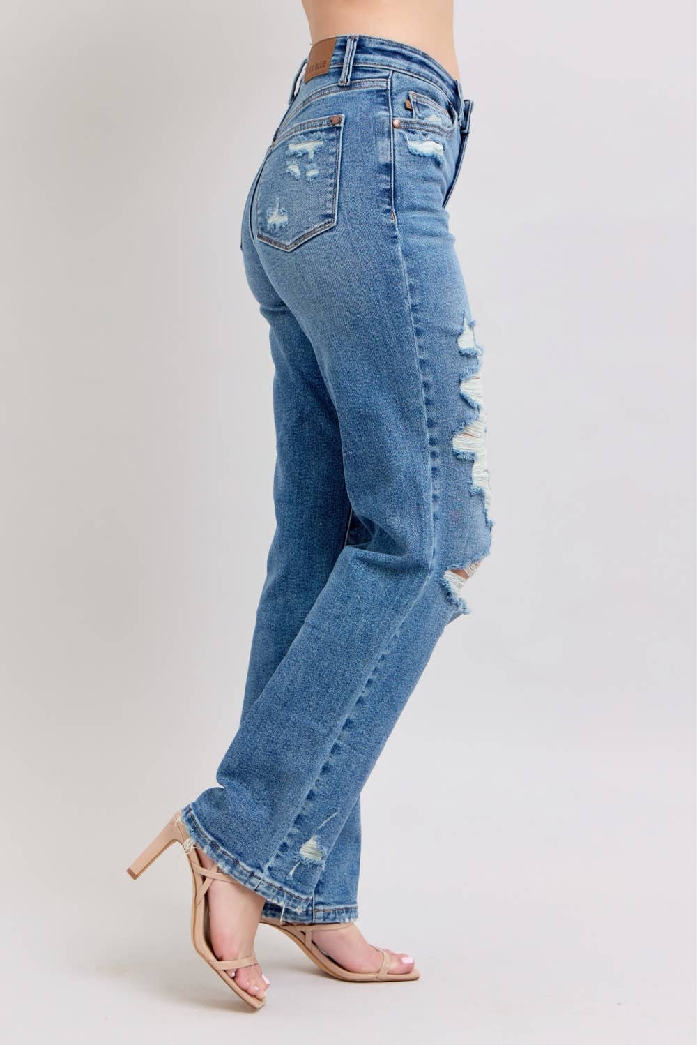 Judy Blue High Waist Distressed Straight Leg Denim