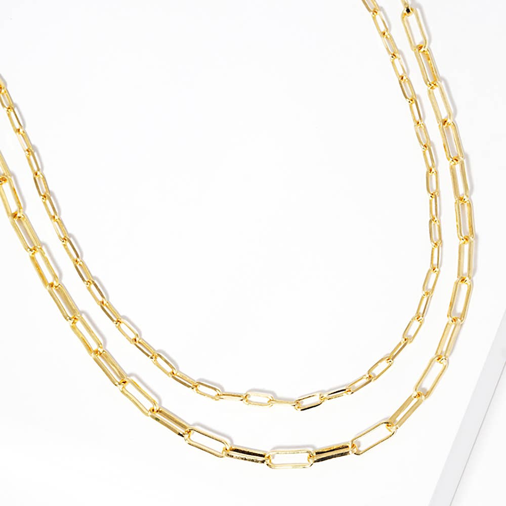 Gold Dipped Double Layered Paperclip Chain Necklace