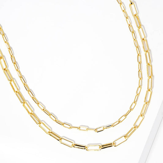 Gold Dipped Double Layered Paperclip Chain Necklace