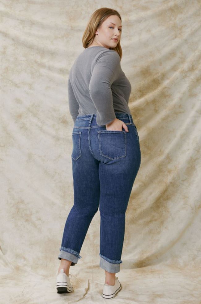 Plus Mid Rise Slim Boyfriend Jeans