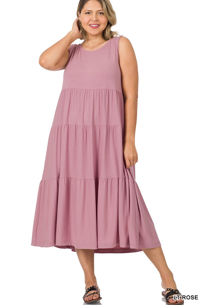 Sleeveless Tiered Midi Dress