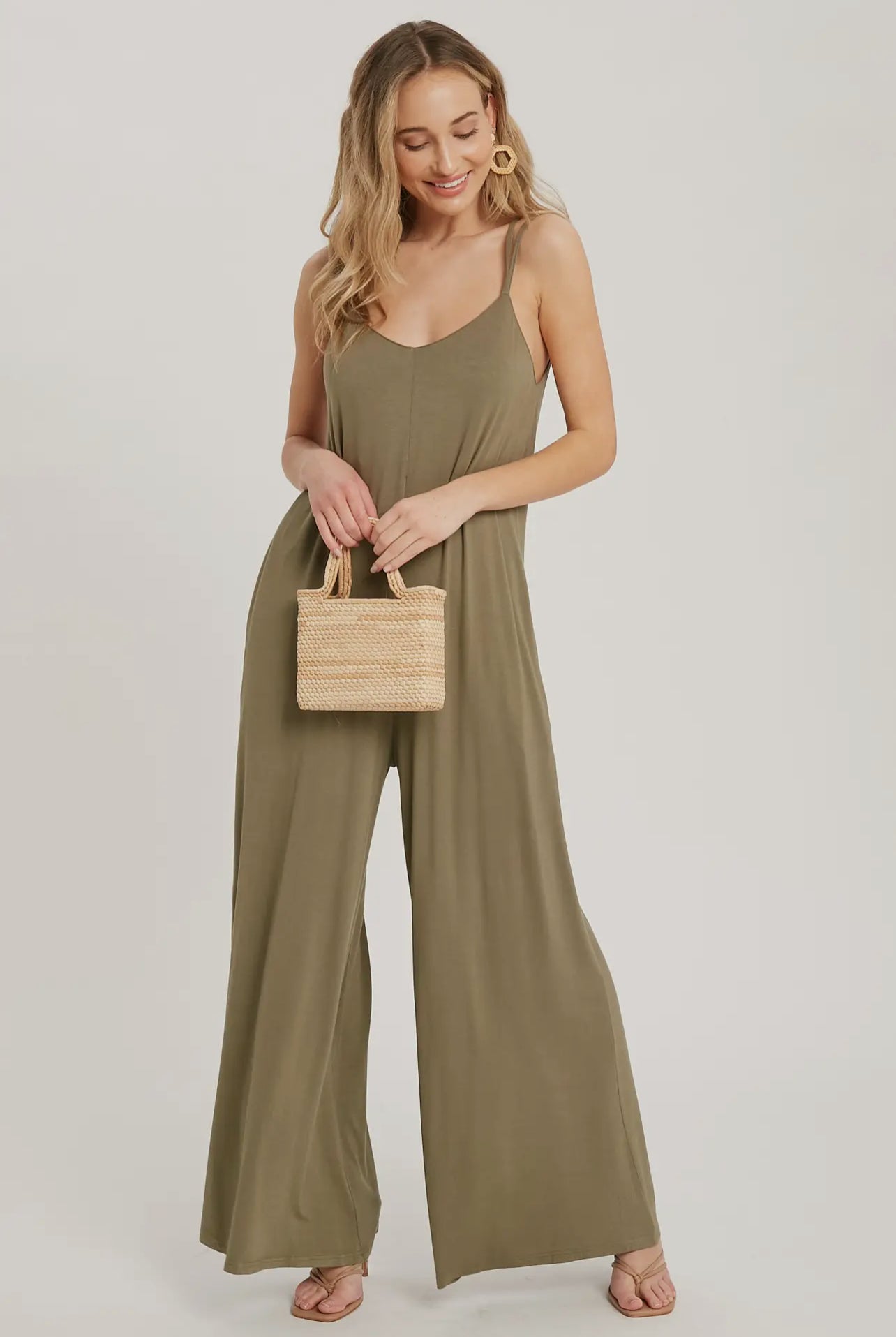 Criss Cross Back Jumpsuit with Pockets