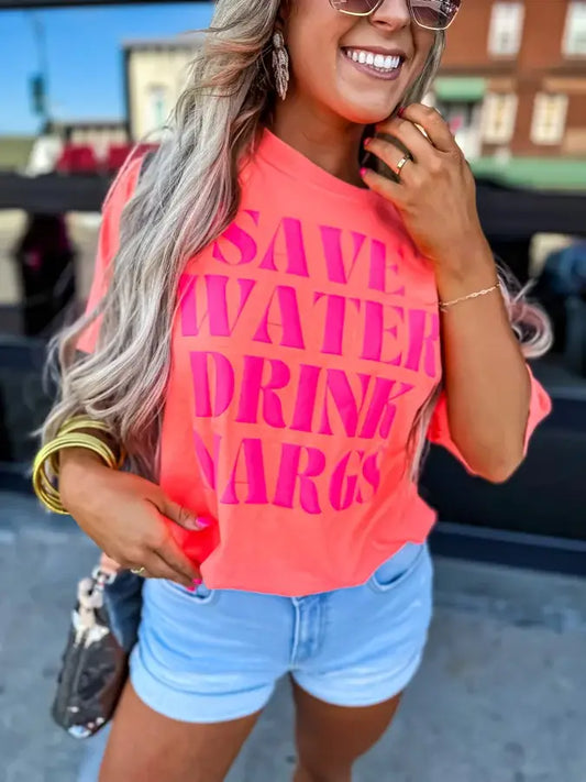 Save Water Drink Margs NRO Puff Letter Graphic Tee