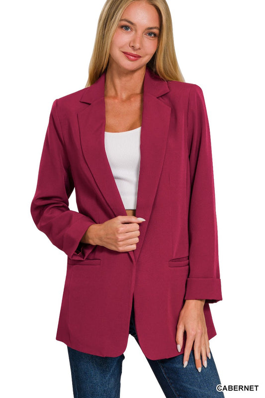 Long Sleeve Open Front Classic Blazer