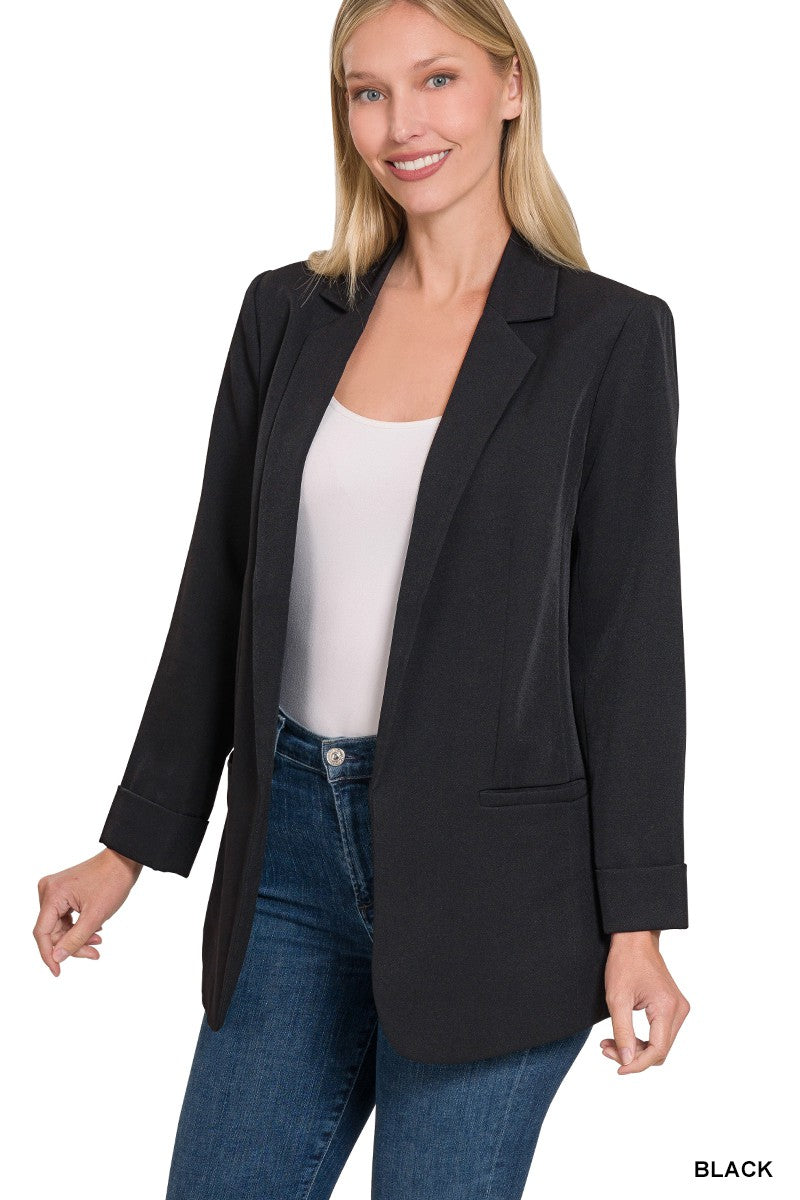 Long Sleeve Open Front Classic Blazer