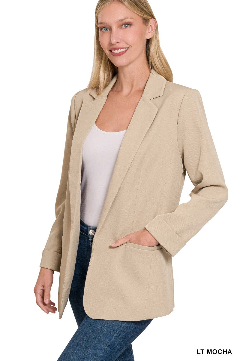 Long Sleeve Open Front Classic Blazer