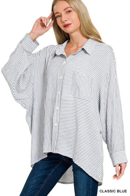 Woven Stripe Button Down