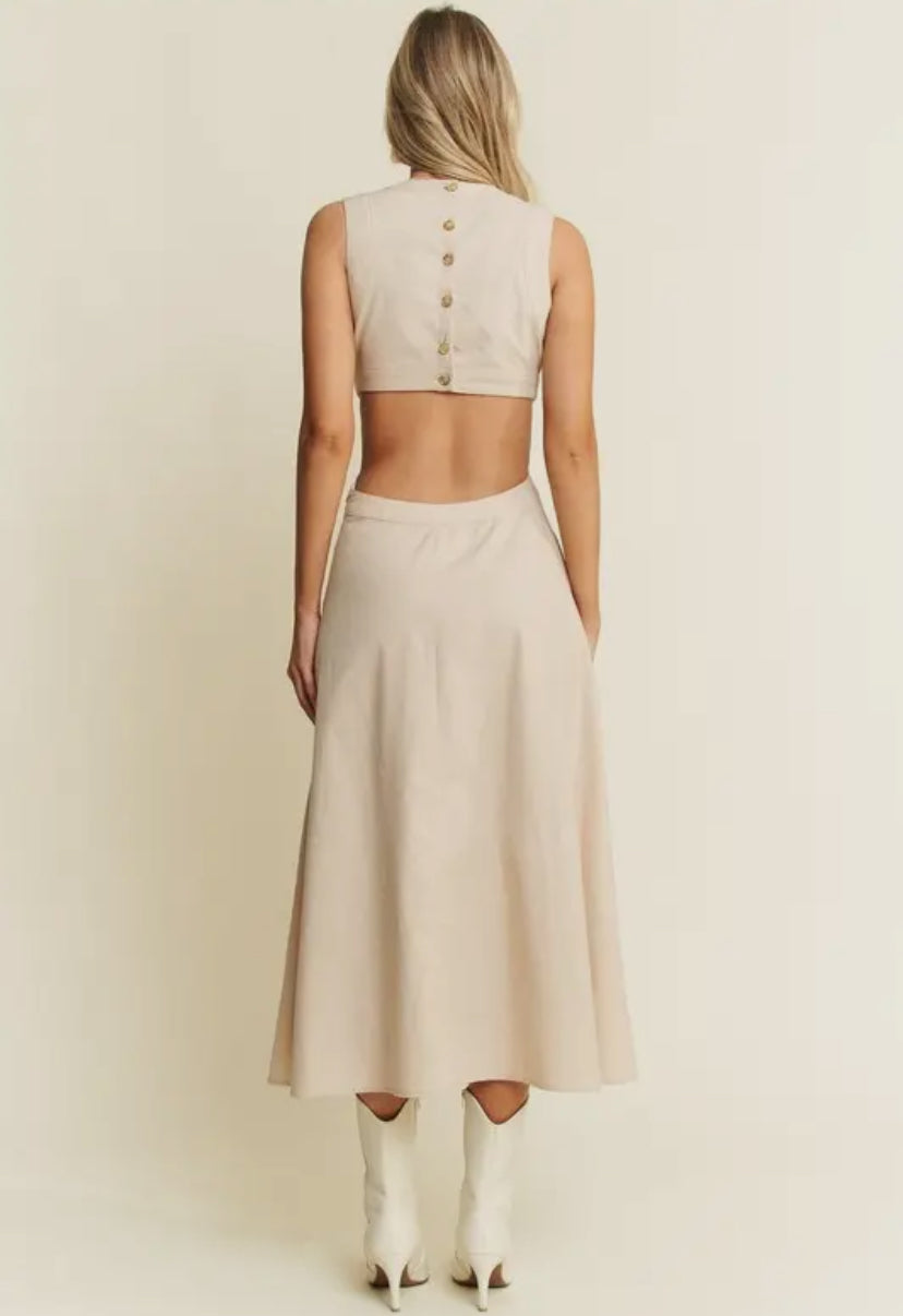 Linen Midi Cut Out Dress