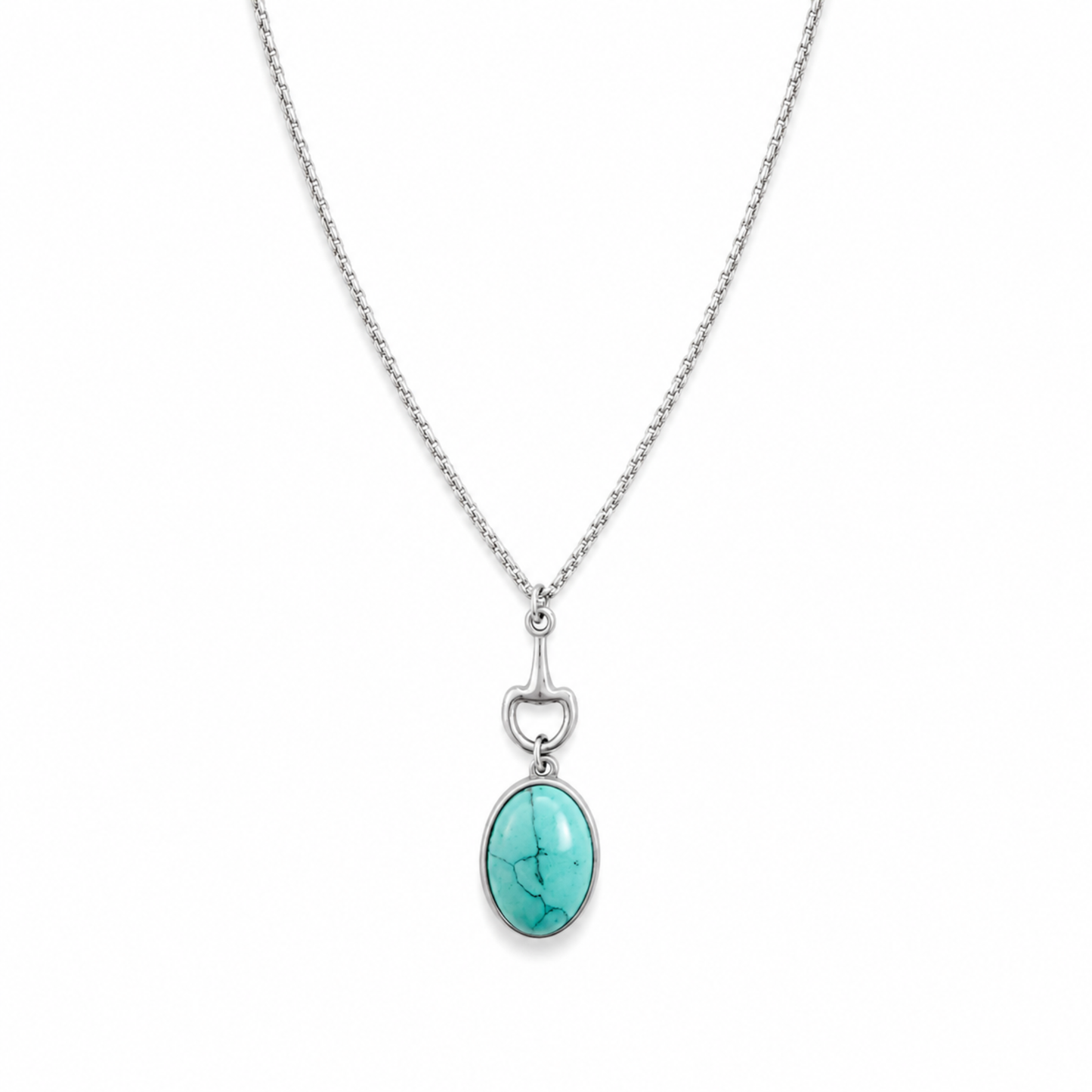 Equestrian Bit Natural Stone Necklace, Waterproof Golden Steel