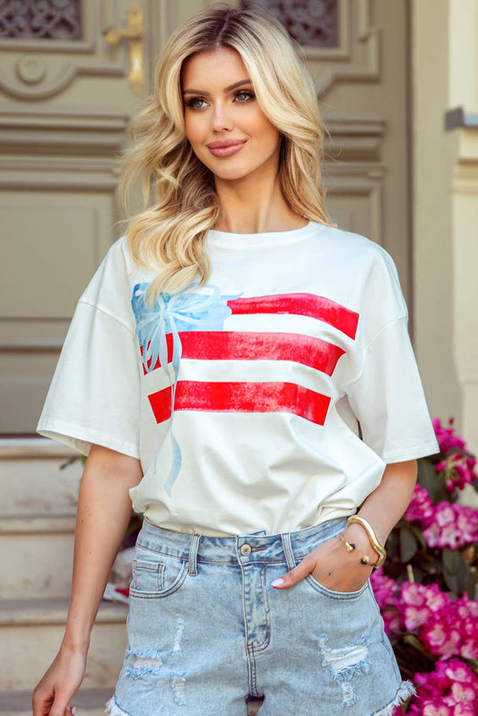 Flag Bow Graphic Crewneck Tee