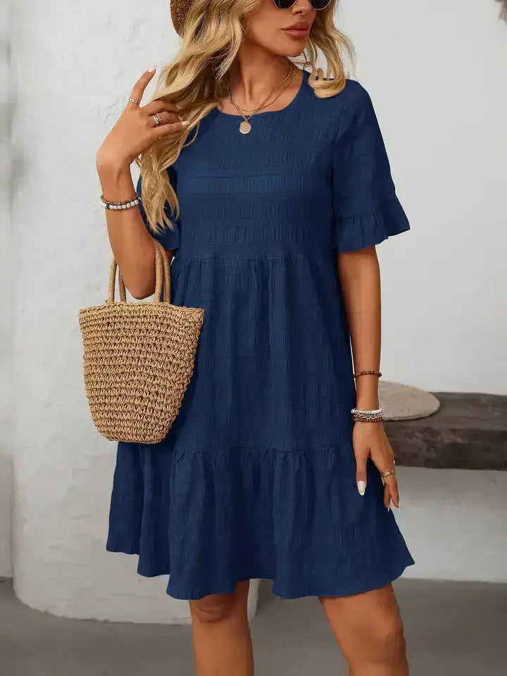 Tiered Mini Dress Ruffle Sleeve