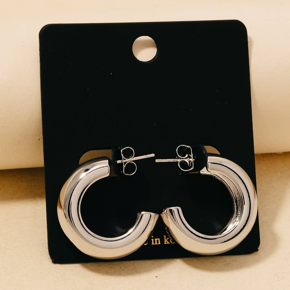 Thick Metallic Tube Hoop Earrings