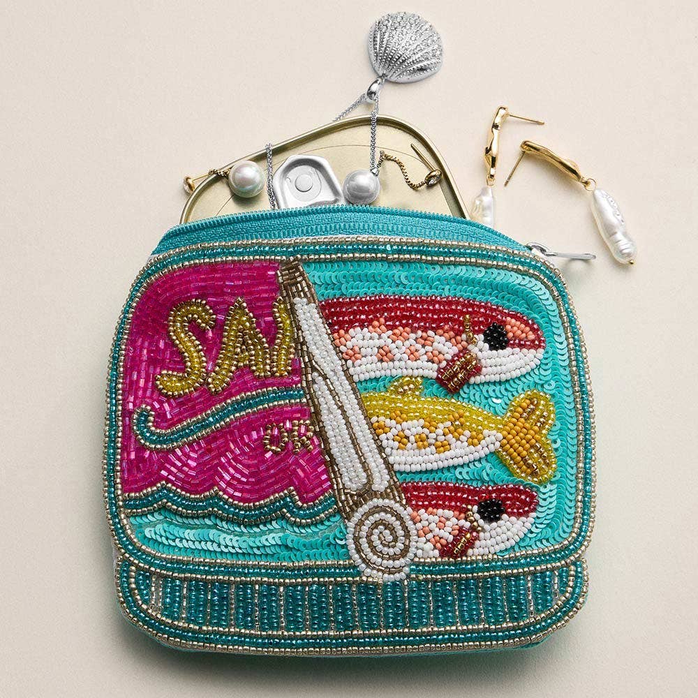 Sardine Can Seed Beaded Mini Pouch Bag