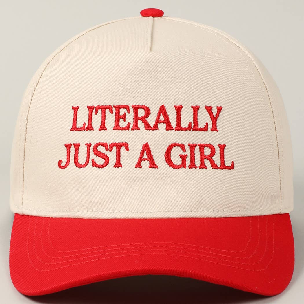 Literally Just A Girl Embroidery Two Tone Trucker Hat