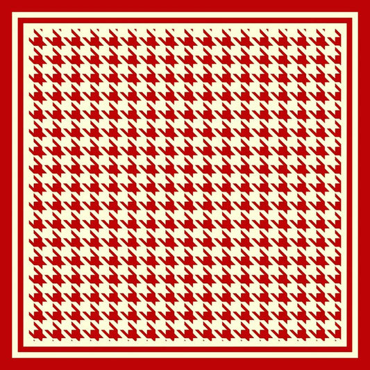 Houndstooth Pattern Printed Square Silky Satin Scarf Shawl