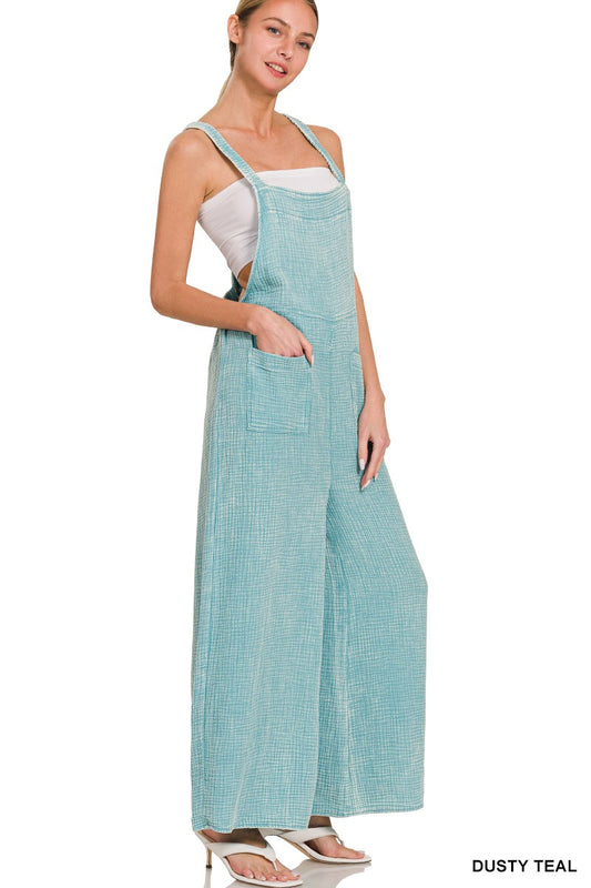 Washed Double Gauze Overalls