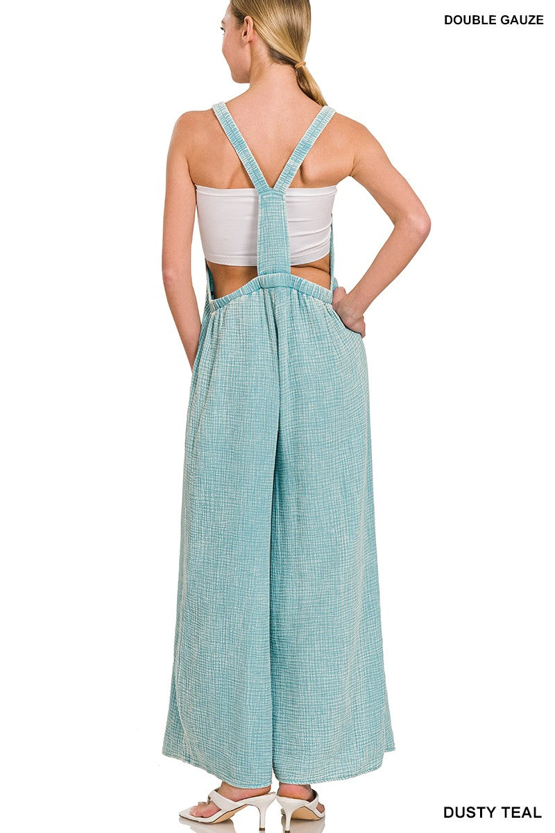 Washed Double Gauze Overalls