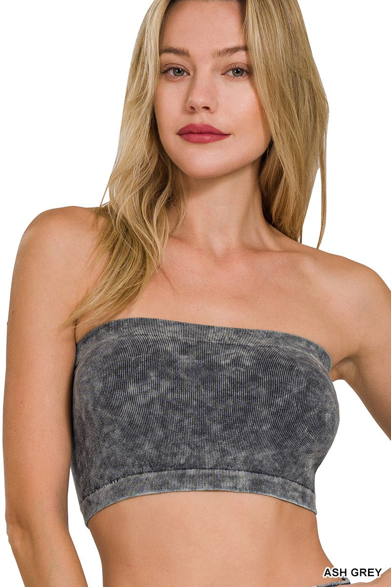 Washed Ribbed Seamless Tube Top | Various Colors