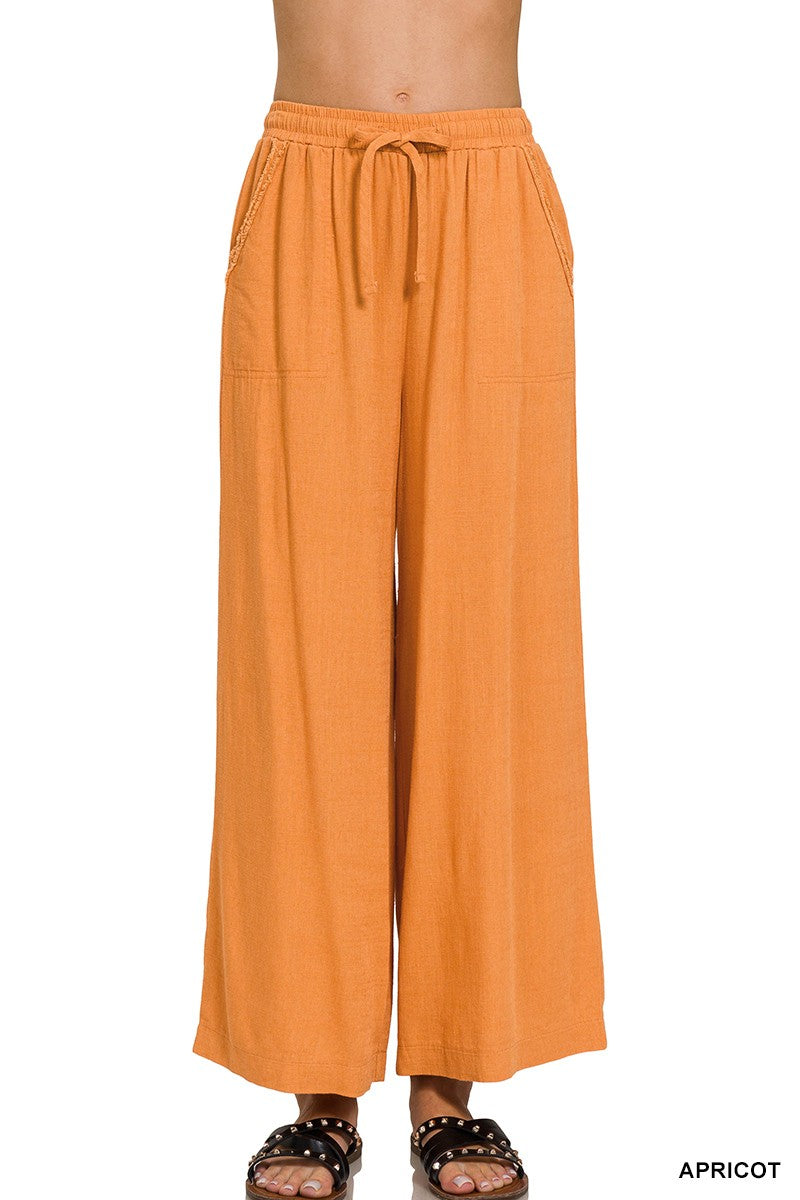 Wide Leg Linen Blend Pants