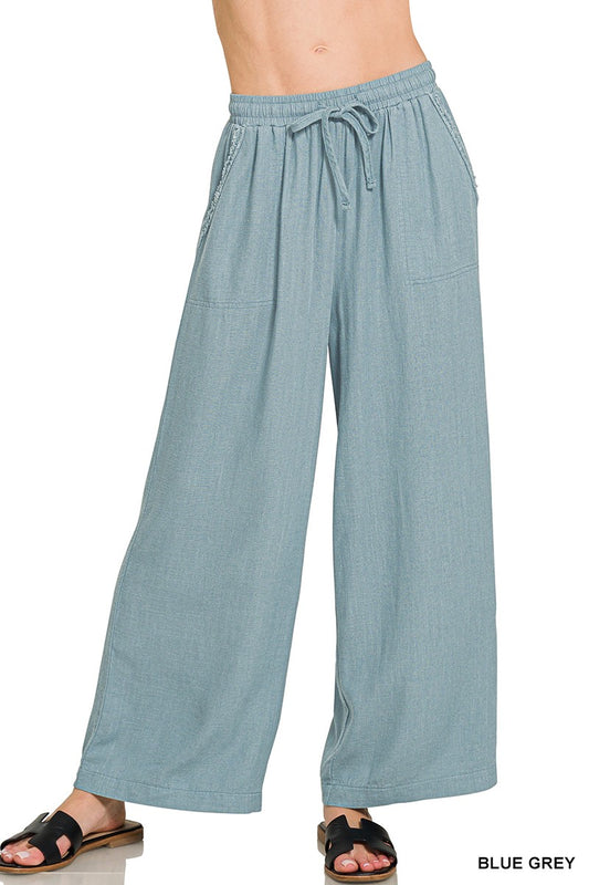 Wide Leg Linen Blend Pants