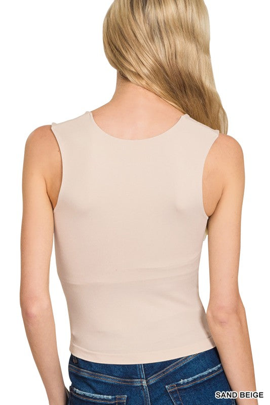 U-Neck Seamless Crop Tank Top