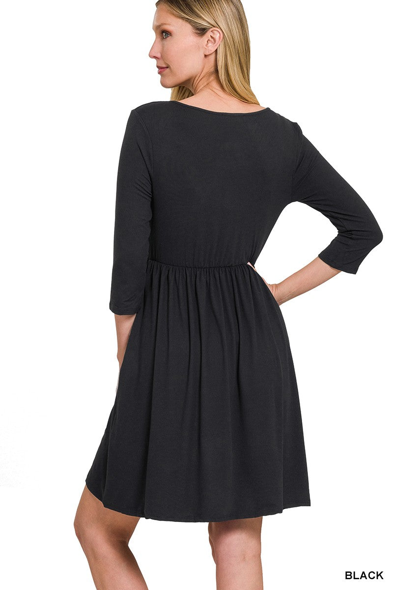 Brushed Soft 3/4 Sleeve Dress