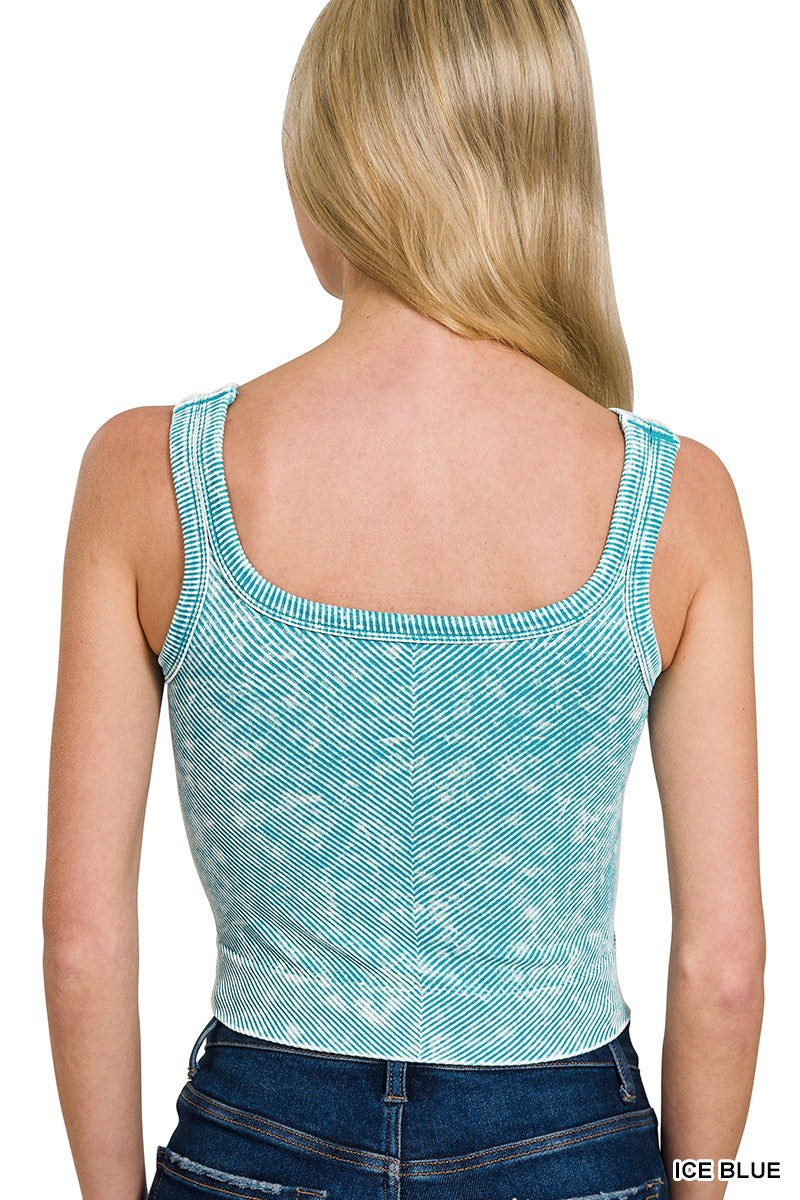 Stone Washed Ribbed Tank Top