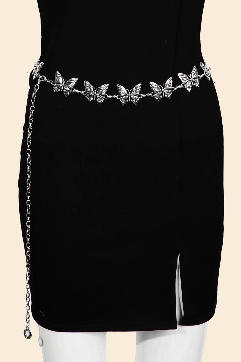 Metallic Butterfly Chain Belt