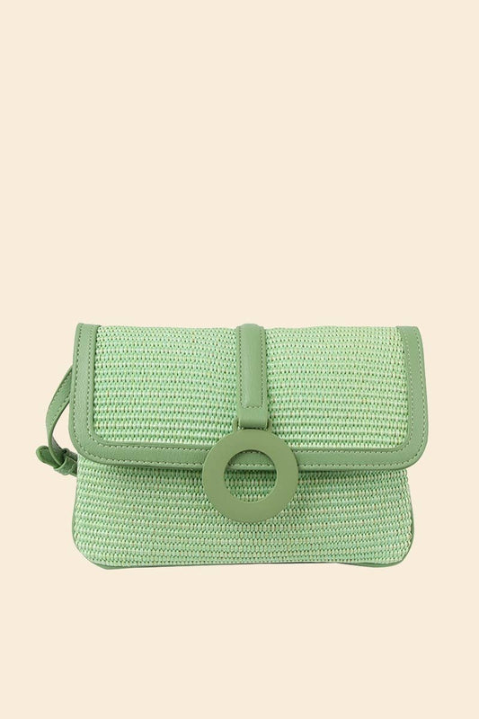Straw Flap Crossbody Bag