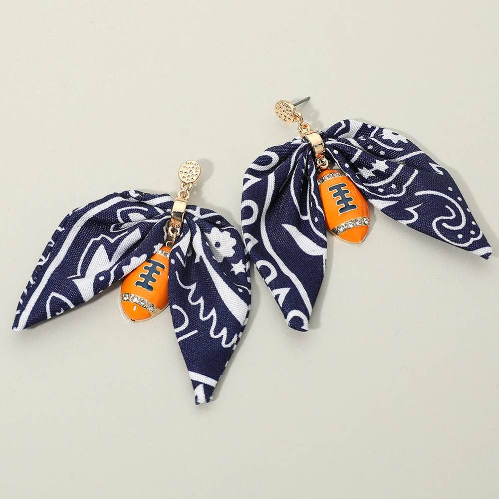 Football Bandana Bow Drop Earrings