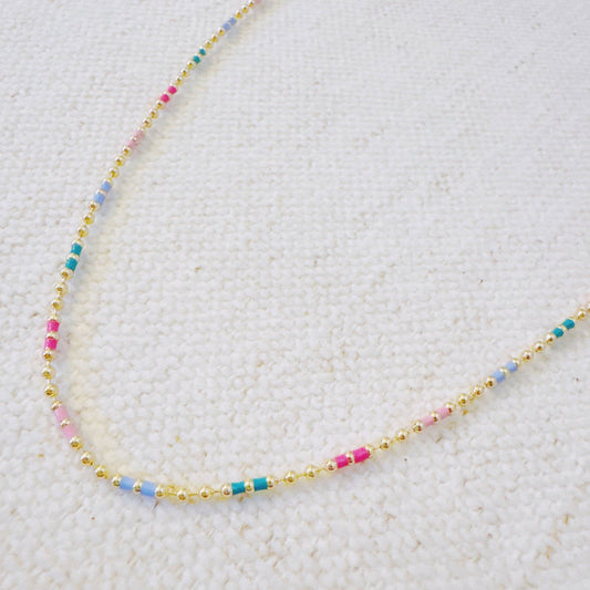 Color Pop Chain Necklace – Dainty Beaded Chain