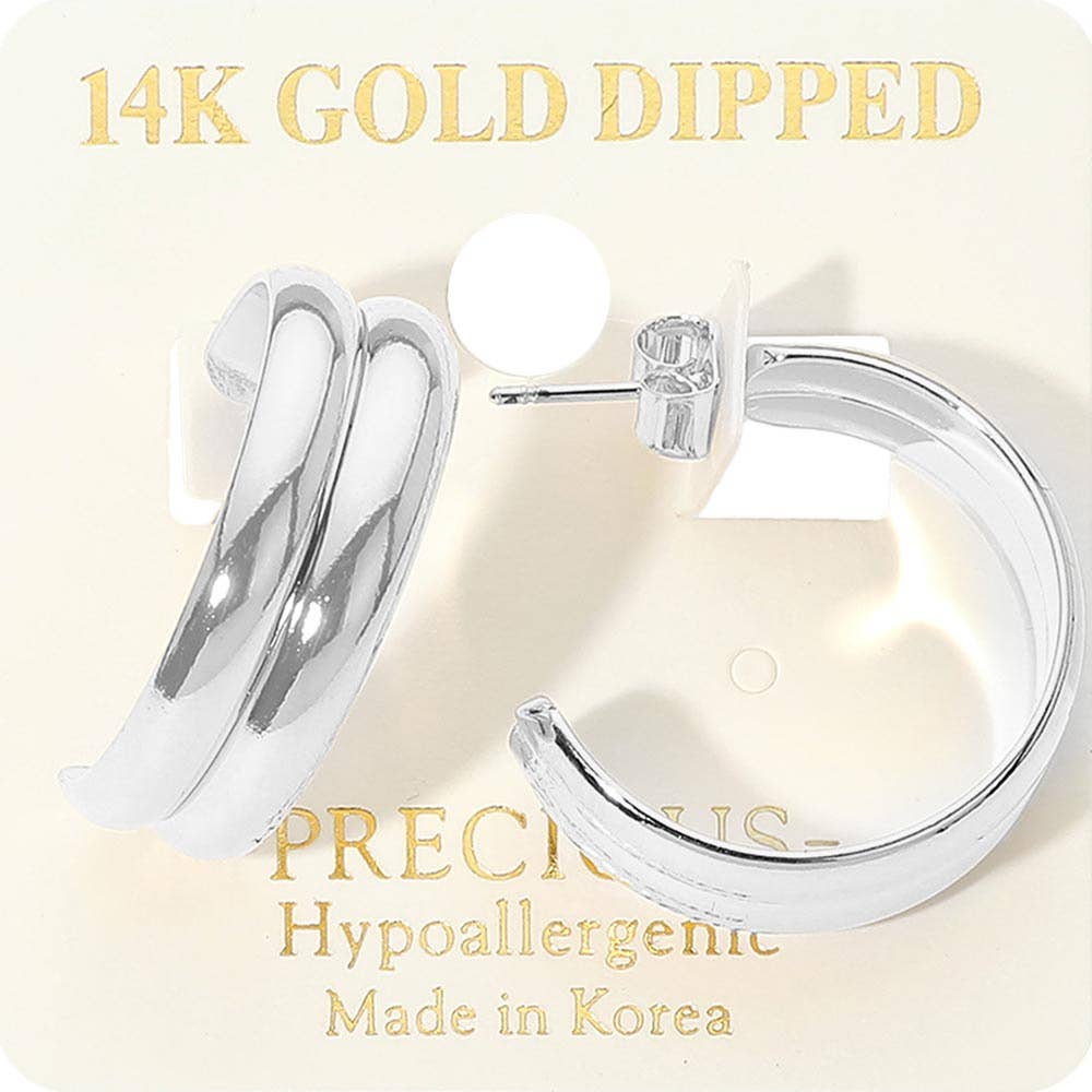 14K Gold Dipped Double Hoop Earrings