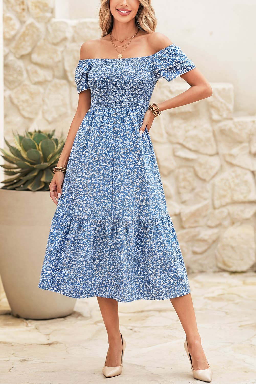 Floral Smocked Ruffle Dress