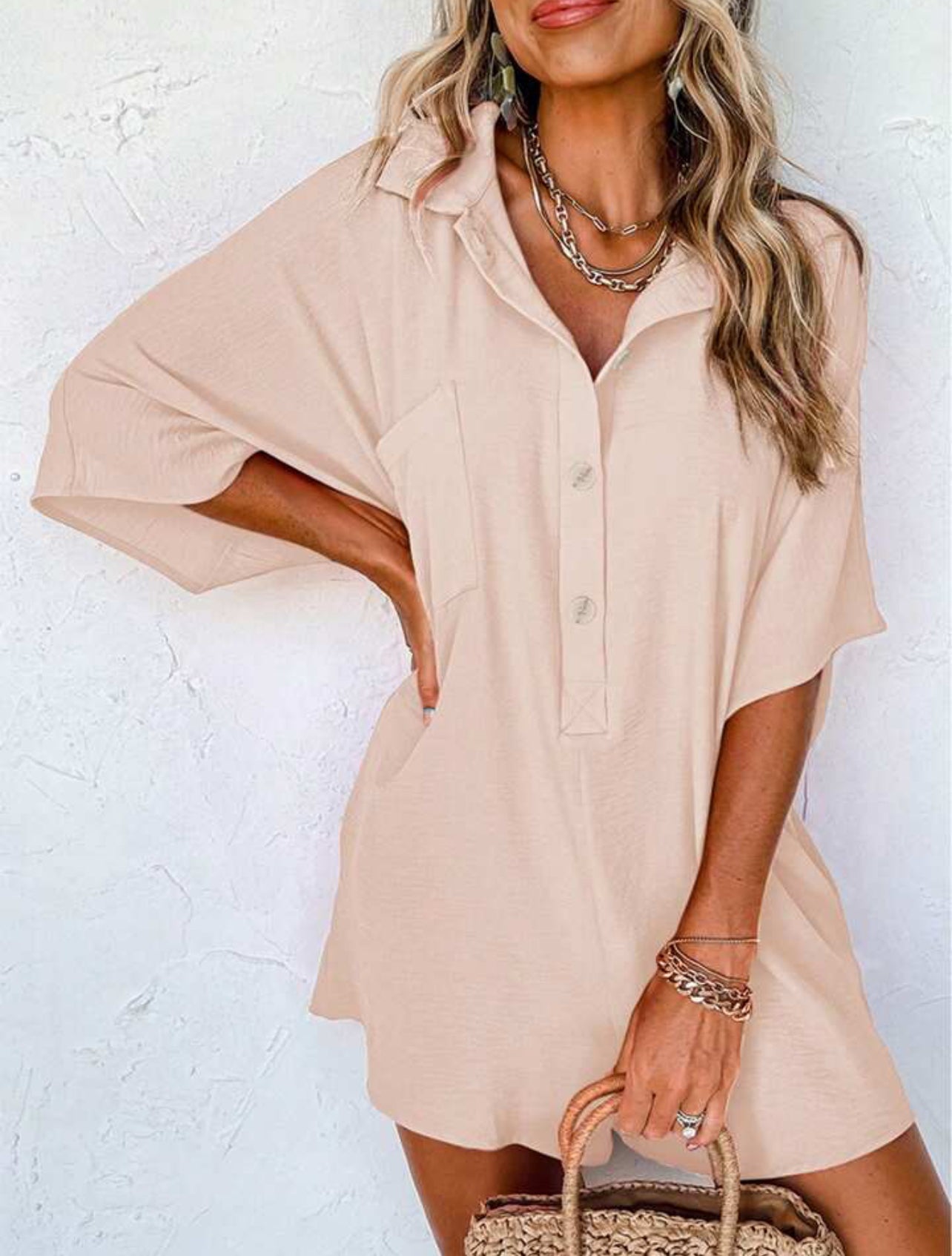 1/2 Button Down Loose Romper