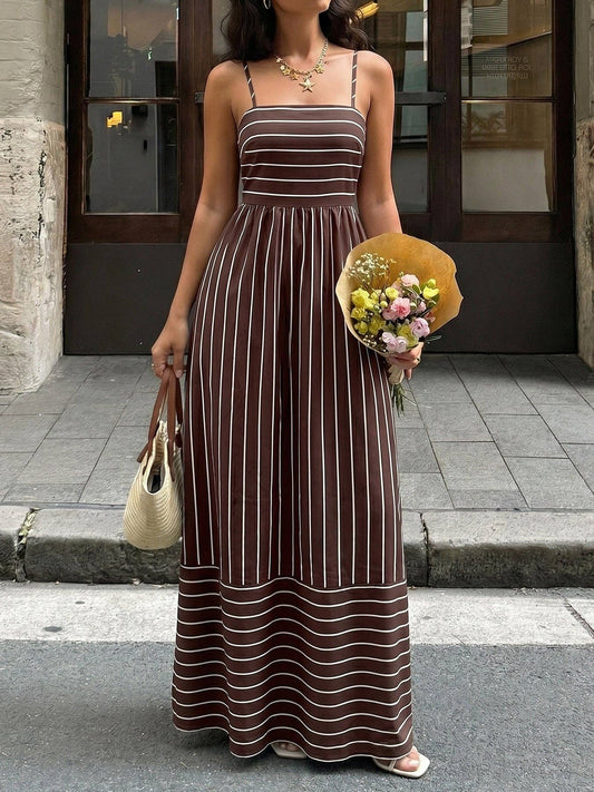 Striped Spaghetti Strap Maxi Dress